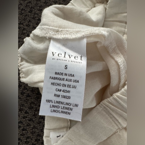 Velvet by Graham & Spencer Lola Linen Pant in Chalk White Small Relaxed Fit Crop - Picture 12 of 16
